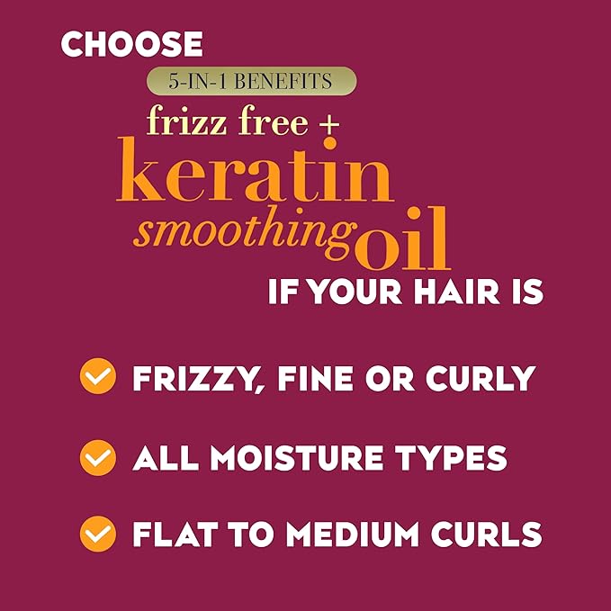OGX Frizz-Free + Keratin Smoothing Oil Conditioner, 25.4 fl oz