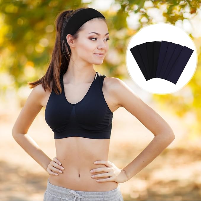 8 Pack Sport Headbands for Women, Elastic Soft Fabric Non-Slip Hair Bands Hair Warp for Daily Workout Yoga Running Sports, Combo 12
