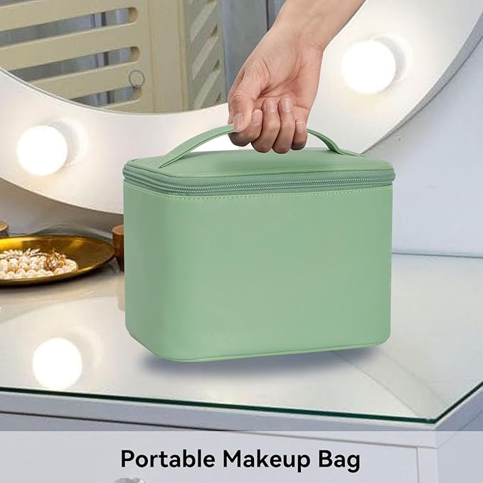 OCHEAL Travel Makeup Bag, Cosmetic Bags for Women Makeup Bags Case Organizer Large Capacity Travel Toiletry Bag Storage with Divider and Handle for Cosmetics Toiletries Brushes Tools-Rose Gold