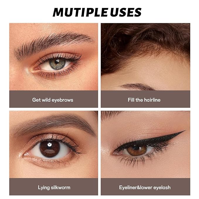 2 Pack Eyebrow Pen, Waterproof Microblading Eyebrow Pencil, 4 Tip Precise Eye Brow Makeup Pen for Women to Effortlessly Create Hair Like Natural Brows, Non Dry Out and Last All Day (Black)