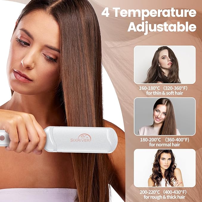 4 in 1 Hair Crimper, Straightener, and Curling Iron: Ceramic Flat Crimping Plates, Volumizing Tool with 15s Fast Heating (White)