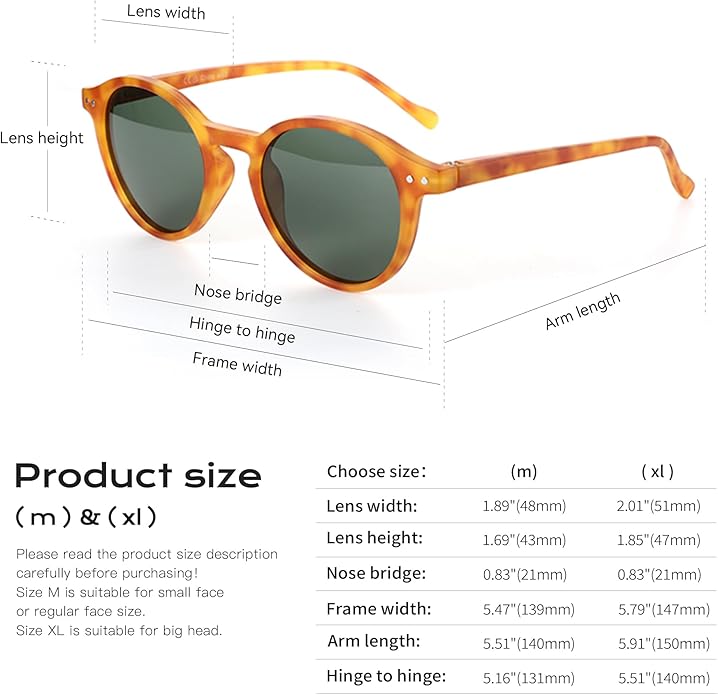 ZENOTTIC Polarized Round Sunglasses, Stylish Sunglasses for Men and Women Retro Classic, Multi-Style Selection