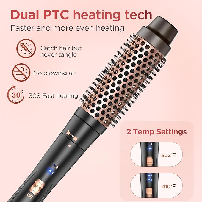 5 in 1 Curling Iron Curling Wand, Curling Iron Set with A Thermal Brush, A 3-Barrel Hair Crimper Iron, 3 Ceramic Curling Irons (0.35 "-1.25"), 2 Temps 30S Fast Heat Hair Curler Waver with Glove & Clip