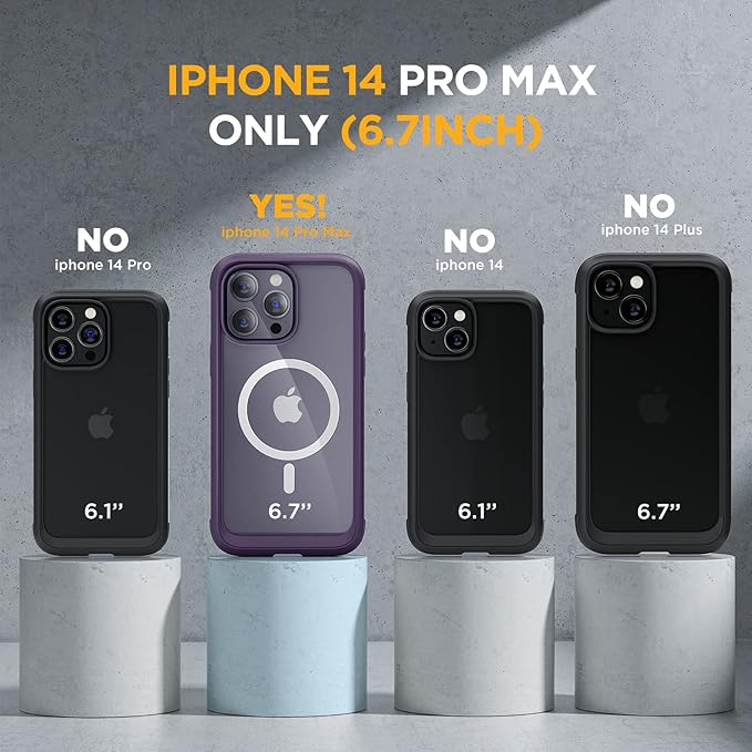 Miracase Glass Series Designed for iPhone 14 Pro Max Case 6.7 Inch, Upgraded Full-Body Bumper Case with Magnetic Ring, with Camera Lens Protector, Magnetic Noble Purple