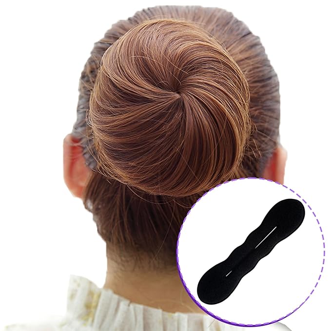 2 Pcs Hair Bun Maker, Black Non-Slip Bun Updo Hair Styling Accessories, Sponge Hair Bun Shaper Curler for Long Thin Curly Straight Wavy Hair