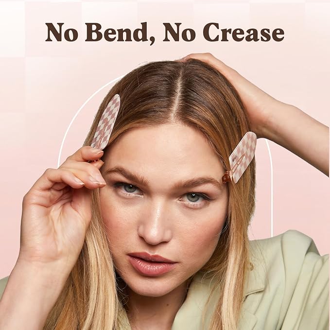 Kitsch Extra Large Creaseless Hair Clips for Women, No Bend No Crease Hair Clips, Recycled Acrylic Makeup Clip, Hairstyling - Terracotta (Checkered), 2pcs