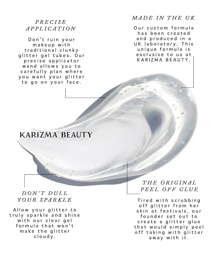 Cosmetic Glitter Glue, The Original Peel Off Formula. KARIZMA Beauty. Face Chunky Glitter Glue Adhesive Body Cosmetic Makeup Glitter Primer