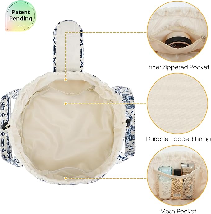 Narwey Barrel Drawstring Makeup Bag Large Cosmetic Bag Make up Bags Toiletry Bag Travel Bags for Toiletries Organizer for Women Gift for Teen Girls (Elephant) (Patent)