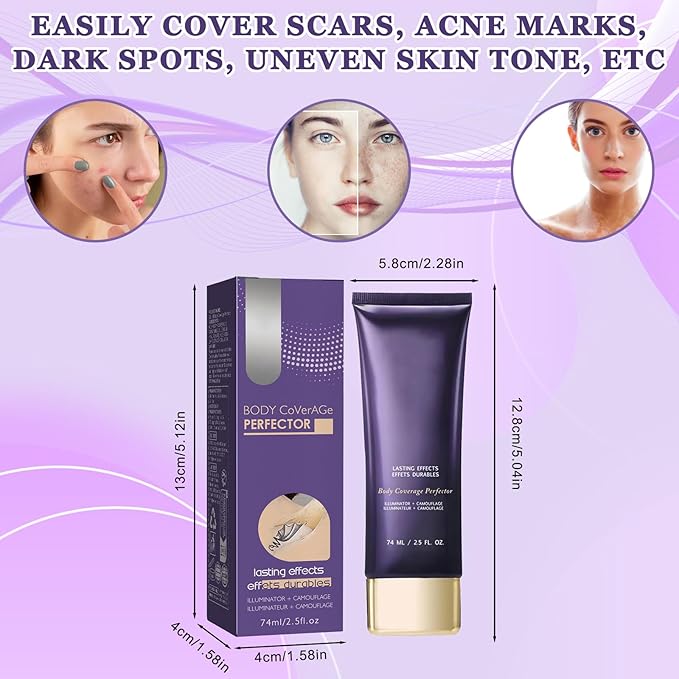 2PCS Body Coverage Perfector, All Over Complexion Perfector, Tattoo Cover Up Makeup, Waterproof and Lasting Effect for All Skin Types