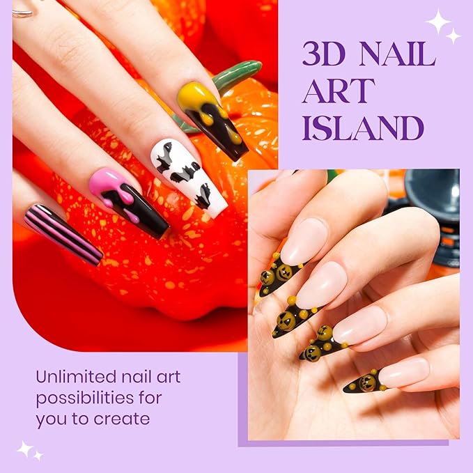 MIZHSE 3D Nail Gel - Nail Art Sculpting Gel 15g Color Changing Purple Orange 3D No Wipe Nail Design Molding for Nails Supply U V LED Home DIY