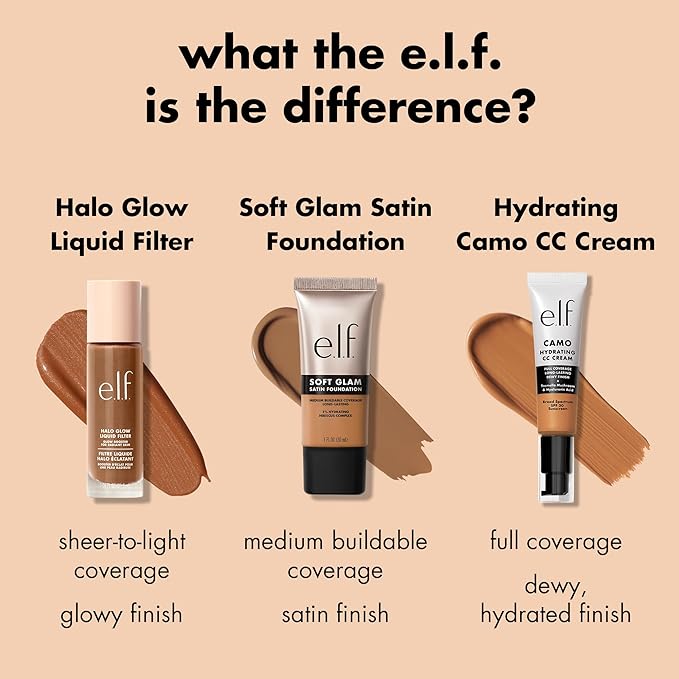 e.l.f. Soft Glam Foundation, Medium Coverage, Long-Lasting & Buildable Foundation For A Smooth, Satin Finish, Vegan & Cruelty-Free, 33 Medium Warm
