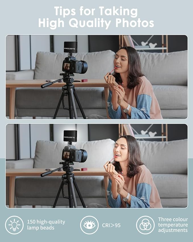 150 LED Phone Light, Selfie Light for iPhone/Phone/iPad/Camera, 5500Mah Rechargeable Portable Lights, 3 Lighting Adjustment Modes, Selfie Lights for Photography/TikTok/Vlog/Video