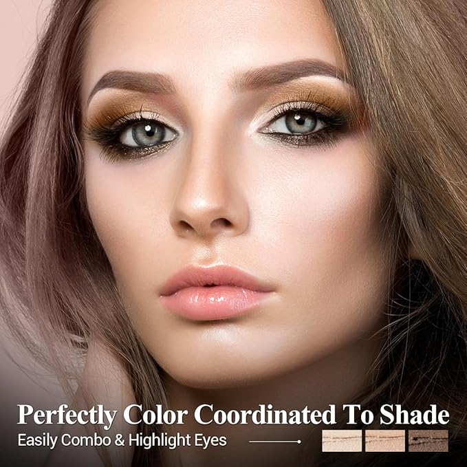 Neutral Eyeshadow Stick Makeup Set, Metallic Shimmer Matte Cream Eye Shadow Eyeliner Brightener Pencil Crayon - BROWN NEUTRAL