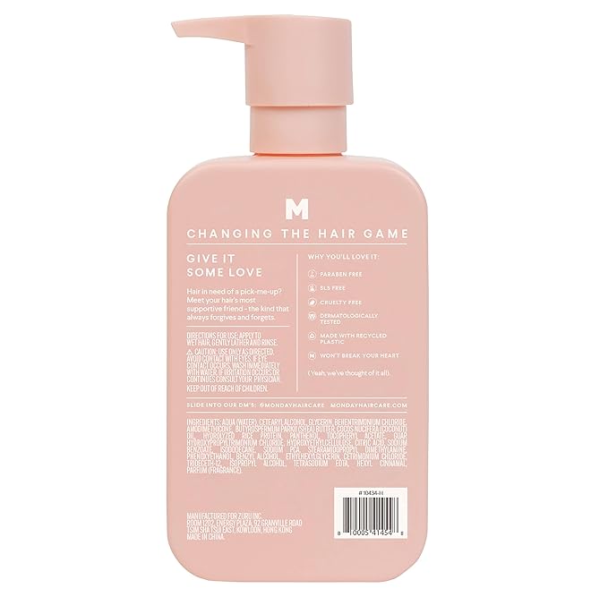 MONDAY HAIRCARE Moisture Conditioner 12oz for Dry, Coarse, Stressed, Coily and Curly Hair, Made from Coconut Oil, Rice Protein, Shea Butter, & Vitamin E, 100% Recyclable Bottles (350ml) (10434)