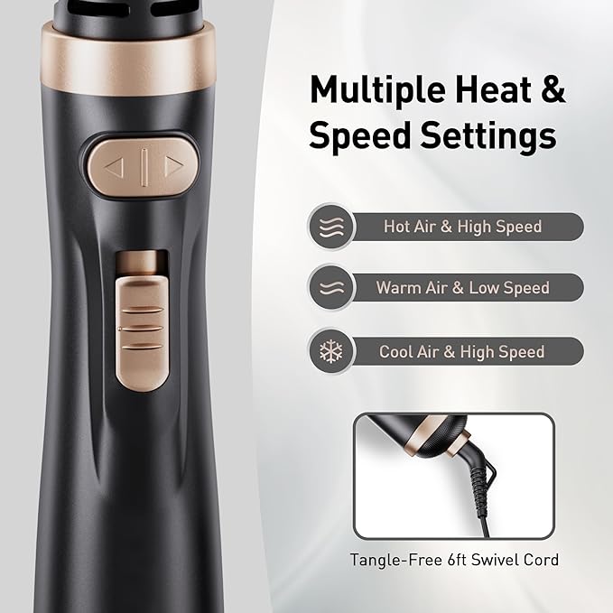 Beautimeter Hair Dryer Brush 3-in-1 Hair Styler: Rotating Blow Dryer Brush with 2-Inch and 1.5-Inch Brushes