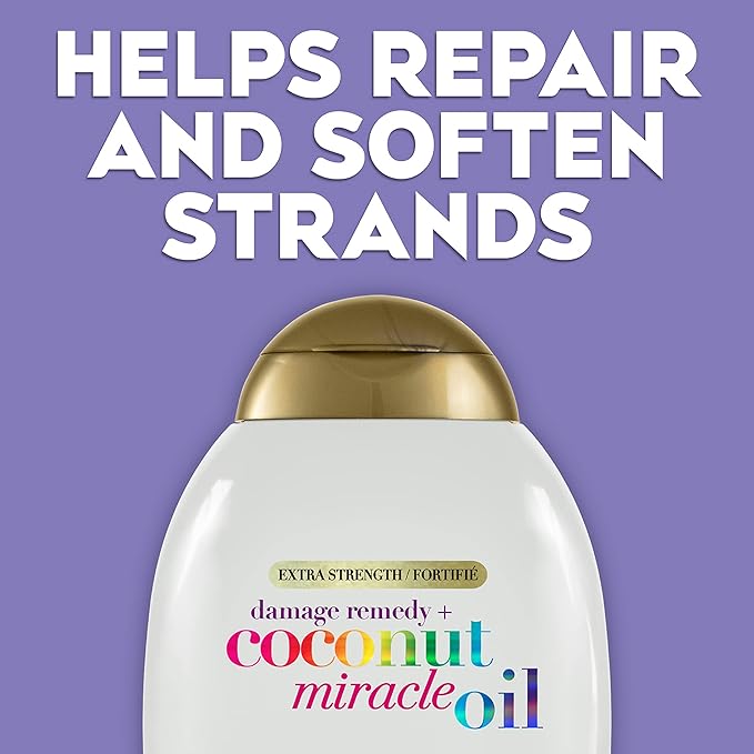 OGX Extra Strength Damage Remedy + Coconut Miracle Oil Conditioner for Dry, Frizzy or Coarse Hair, Hydrating & Flyaway Taming Conditioner, Paraben-Free, Sulfate-Free Surfactants, 13 fl oz (Pack of 2)