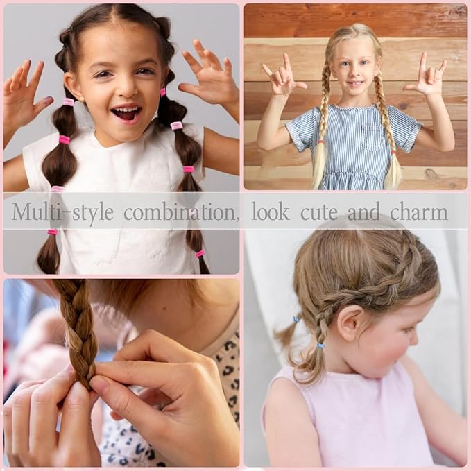 889 pcs Elastic Hair Bands for Girls Hair Accessories Ponytail Holders Colorful Rubber Bands Set with 14 pcs Cute Hair Clip