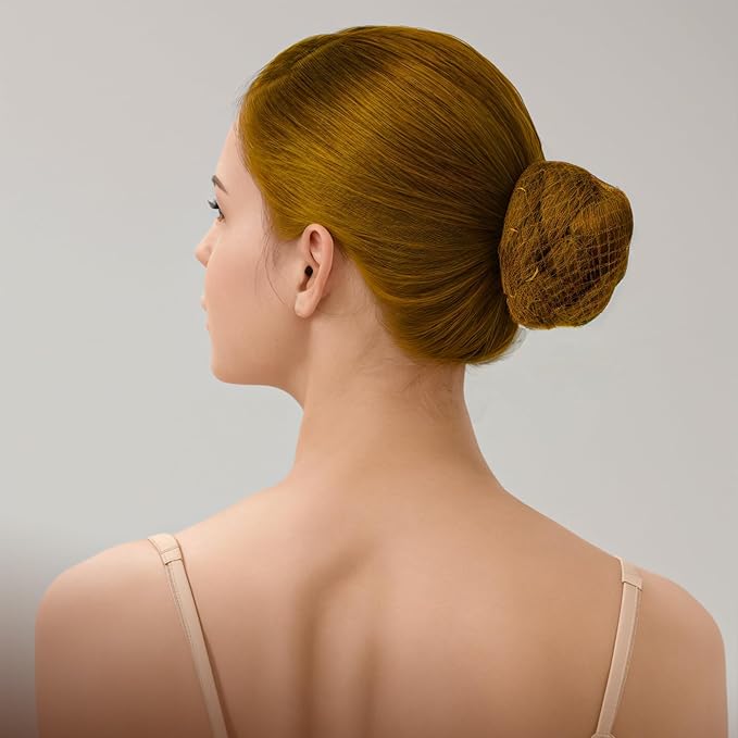 Teenitor Hair Nets and U-Pins Set - 40 Invisible Mesh Nets with Elastic Edge, 80 U-Shaped Pins for Ballet Buns, Sleeping, Wigs (Light Linen)