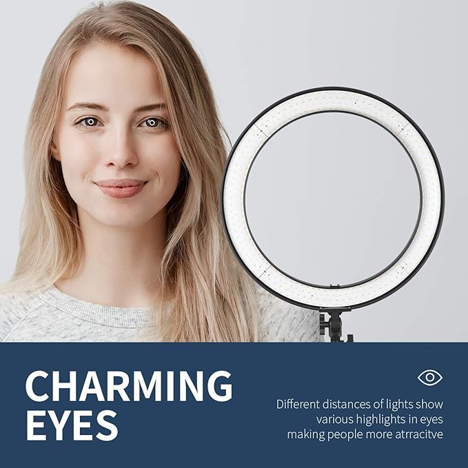Neewer 20-inch LED Ring Light Kit for Makeup YouTube Video Blogger Salon - Adjustable Color Temperature with Battery or DC Power Option, Battery, Charger, AC Adapter, Phone Clamp and Stand Included