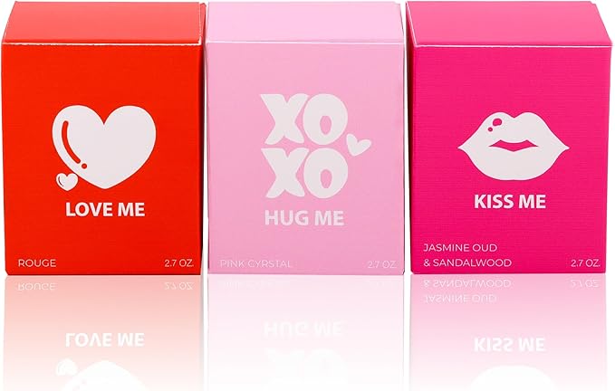 Lulu Candles | Valentines Day Candle | Romantic Gifts for Her, Women, Wife | Jasmine, Oud & Sandalwood, Pink Crystal, Rouge | Luxury Scented Soy Jar Candles | Crafted in USA | Highly Scented -Gift Set