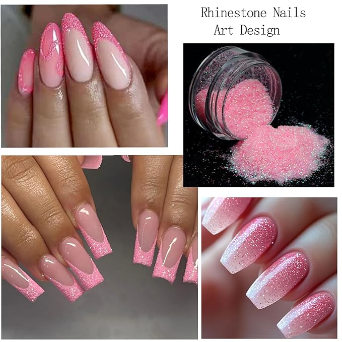 Nail Art Rhinestones Pink Bows Nail Charms Resin Clear Jelly Rhinestones Pearls Glitter Supplies Crystal Gems Mimi Diamond Accessories for Women Manicure Decorations Design