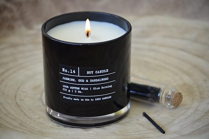 Lulu Candles | Jasmine & Musky Rose | Luxury Scented Soy Jar Candle | Hand Poured in The USA | Highly Scented & Long Lasting | 9 Oz.