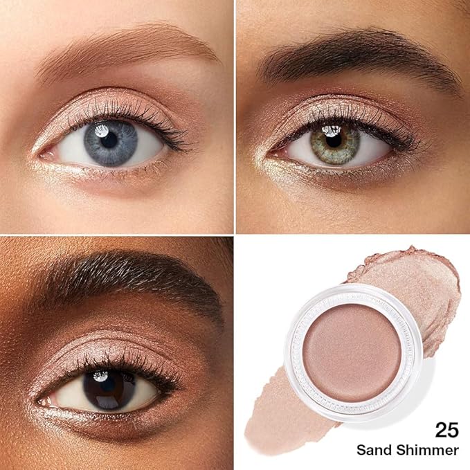 evpct Single Cream Eye Shadow Palette Pot Makeup for Older Women, Sand Shimmer Glitter Metallic Monochrome Cream to Powder Eyeshadow Palette Eye Brightener, Highly Pigmented Waterproof Blendable
