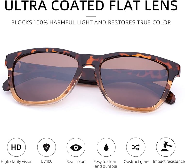 COLOSSEIN Sunglasses Womens,Classic Square Frame UV400 Mirrored Lens,Sunglasses Fit For Beach,Vacation,Driving