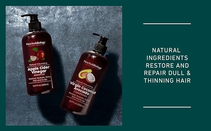 New York Biology Virgin Coconut and Avocado Oil Conditioner - Helps Restore Shine, Hair Gloss and Hydration to Dry Hair and Itchy Scalp – Safe for All Hair Types - 16.9 fl Oz