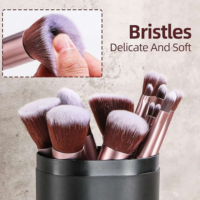 BS-MALL Makeup Brushes Premium Synthetic Foundation Powder Concealers Eye Shadows Makeup 14 Pcs Brush Set,Silver Purple with case