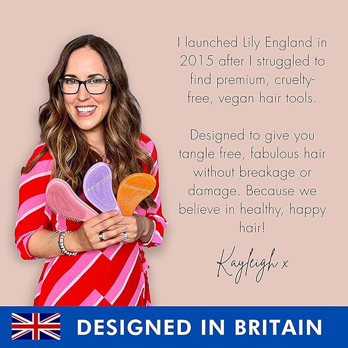 Lily England Detangling Comb & Hair Brush Set - Wide Tooth Comb for Curly, Straight, Thick, Fine & Wet Hair - Gentle & Pain-Free Detangler for Women & Kids - Lightweight Haircare Tools, Rose-Gold
