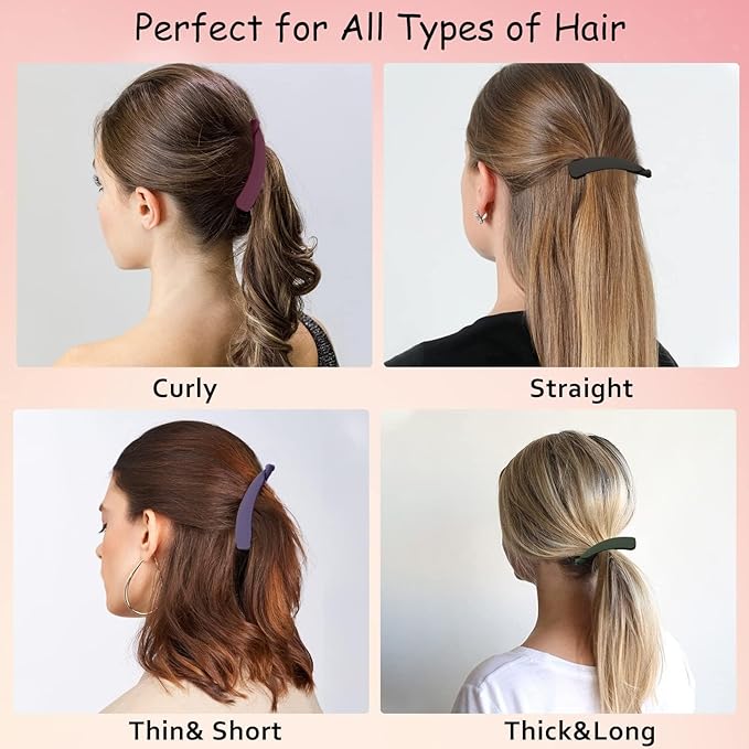 8Pcs Banana Hair Clips for Women Thin Hair,Strong Holder 4.3" Large Cute Ponytail Matte Banana Clip Hairs for Fine Hair,No Slip Girl Ladies Beauty Clamp Clasp Clip Xmas New Year Gift Stocking Stuffers
