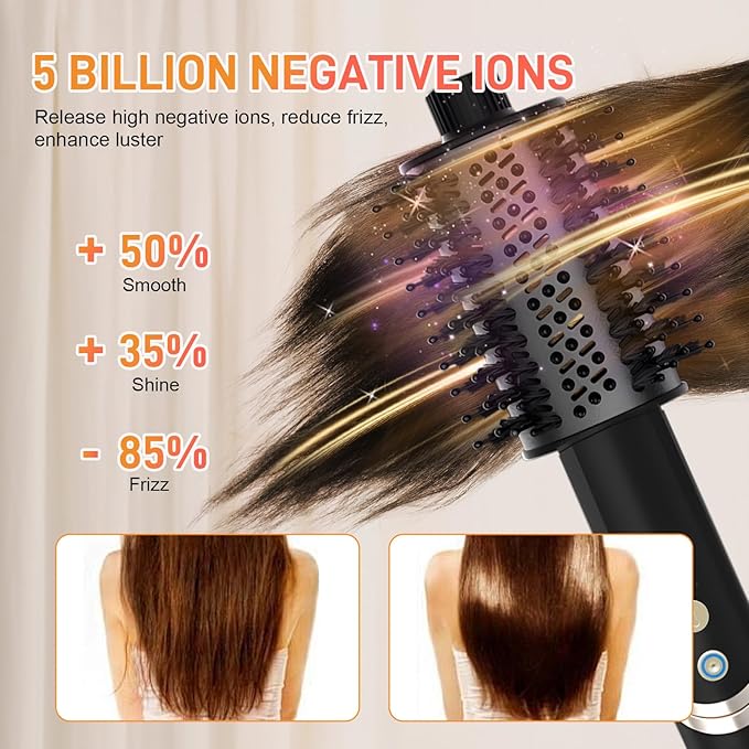 8-in-1 Hot Air Styler&Hair Dryer Brush, Powerful Multi-Styler with Auto-Wrap Curler with Storage Case, Fast Drying Curling Straightening Volumizing Without Heat Damage