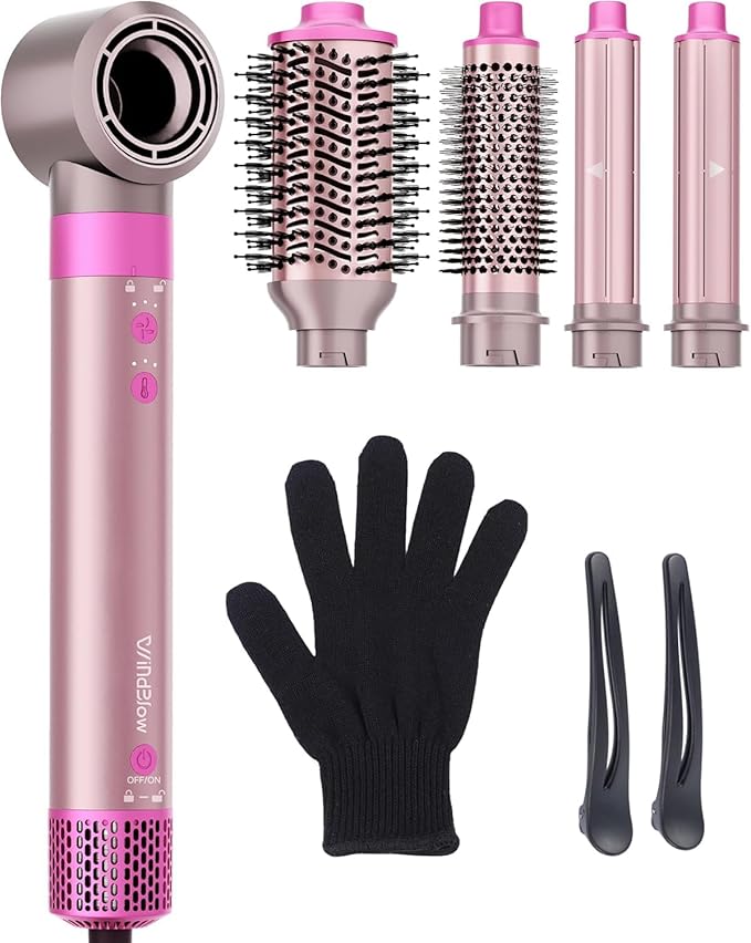 5 in 1 Hair Dryer Brush WindBlow Magic Styler, 110,000 RPM High-Speed Turbo Blow Dryer Brush, Professional 500 Million Negative Ionic Hair Dryer, for Curling Volumizing Air Styling