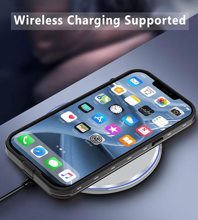 Design for iPhone 12 Case Waterproof, Full Body Underwater Dustproof Shockproof Case Built-in Screen Protector (Clear, 12-6.1)