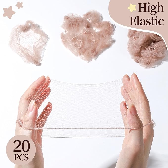 FANDAMEI Hair Net for Kids, Invisible Hair Nets 20PCS 30cm with 40PCS U Shaped Hair Pins, Hair Nets for Buns, Bun Hair Nets for Ballet Girls Hair Accessories Set for Women, Girls-Tan Brown
