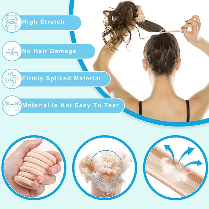 150PCS Blonde Seamless Hair Ties, IKOCO Hair Ties No Damage, Cotton Seamless Ponytail Holders