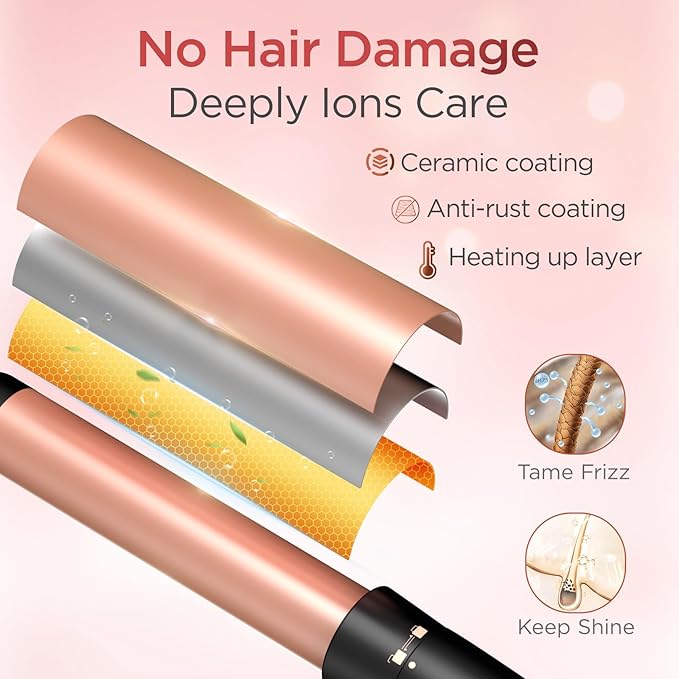5 in 1 Curling Iron Curling Wand, Curling Iron Set with A Thermal Brush, A 3-Barrel Hair Crimper Iron, 3 Ceramic Curling Irons (0.35 "-1.25"), 2 Temps 30S Fast Heat Hair Curler Waver with Glove & Clip
