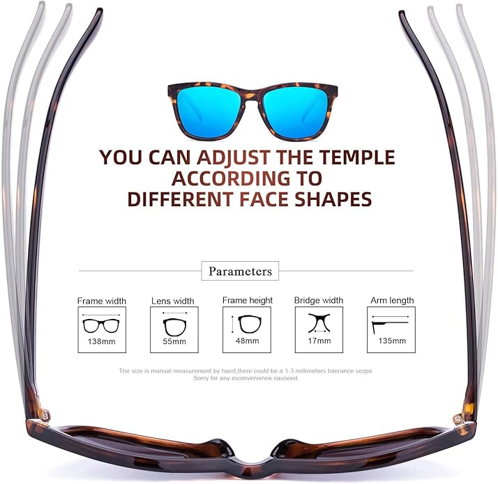 COLOSSEIN Sunglasses Womens,Classic Square Frame UV400 Mirrored Lens,Sunglasses Fit For Beach,Vacation,Driving