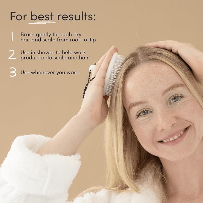Jupiter Scalp Exfoliator Brush, Detangling Scalp Scrubber Brush, for Wet or Dry Hair, Removes Dandruff & Build-Up, Supports Circulation, Ergonomic Scalp Massager, Good for All Hair Types, White