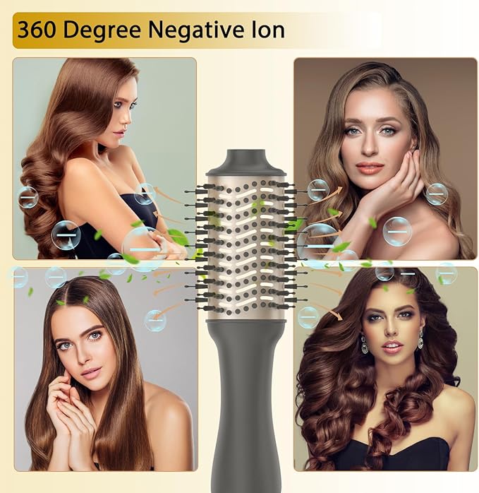 Nicebay Hair Dryer Brush, Hot Tools Blow Dryer Brush for Women, One Step Blowout Brush with Display Screen, Oval Ceramic Barrel, Negative Ion
