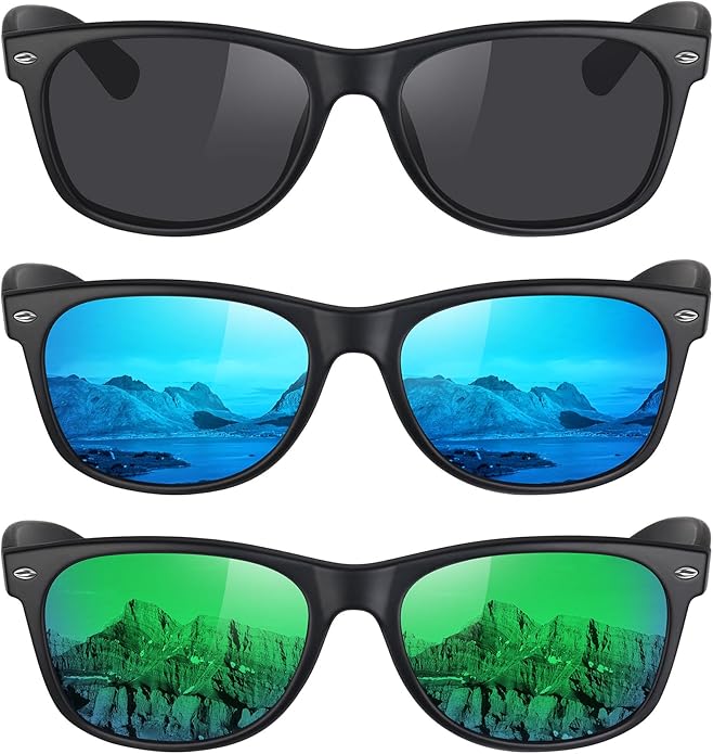 MEETSUN Classic Polarized Sunglasses for Women Men Trendy Retro Sun Glasses for Driving UV Protection (3 Pack)