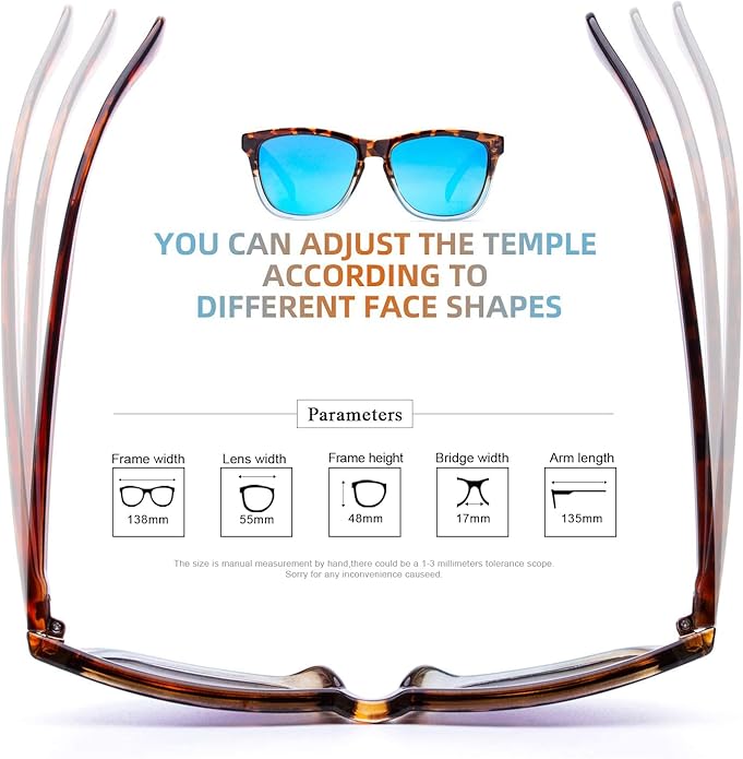 COLOSSEIN Sunglasses Womens,Classic Square Frame UV400 Mirrored Lens,Sunglasses Fit For Beach,Vacation,Driving