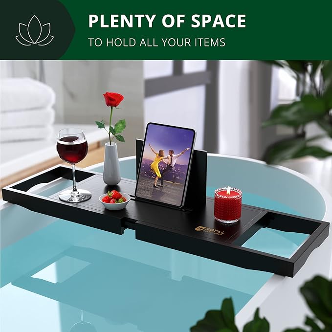 ROYAL CRAFT WOOD Premium Bathtub Tray - Expandable Bath Tray for Tub - Luxury Bathtub & Bathroom Accessories
