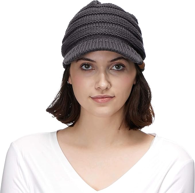 C.C Hatsandscarf Exclusives Women's Ribbed Knit Hat with Brim (YJ-131)(YJ-2023)