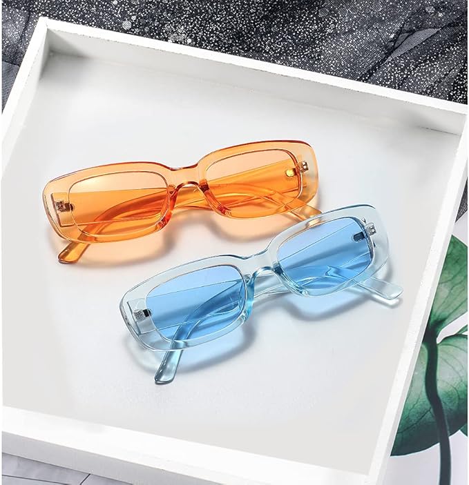 4 Pieces Retro Vintage Sunglasses Small Square Rectangle 90s Glasses Trendy Y2K for Women Aesthetic Accessories