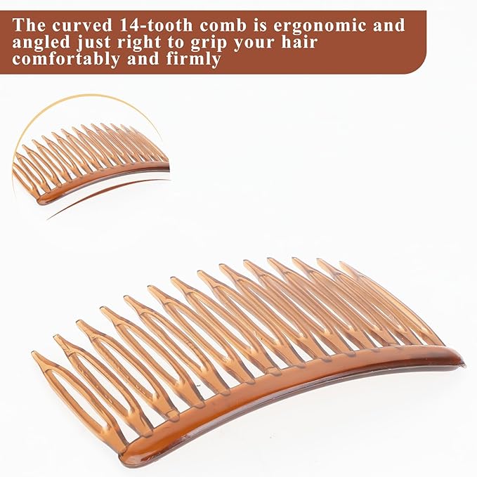12 Pcs Side Combs French Twist 14 Teeth Decorative Hair Accessories Vintage Style Clips Pins Plastic Fine Styling Comb for Women Bridal Long Curly Hair