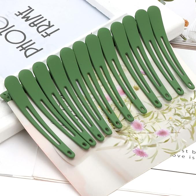 24 PCS Green Hair Clips for Styling and Sectioning - 3.1 Inch Matte Alligator YISSION Barrettes, No Crease Duck Billed Clips, Accessories for Women and Girls