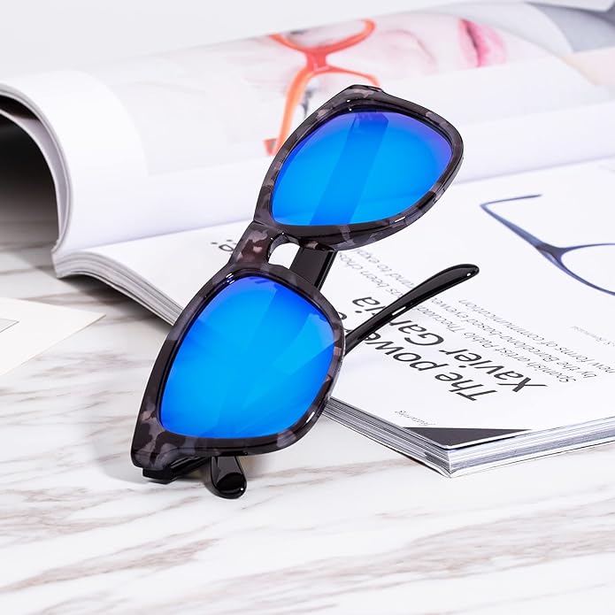 COLOSSEIN Sunglasses Womens,Classic Square Frame UV400 Mirrored Lens,Sunglasses Fit For Beach,Vacation,Driving