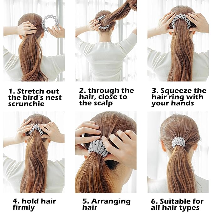 Birds Nest Hair Clip, Bird Nest Magic Hair Clip, Birds Nest Hair Clips for Women, Hair Accessories for Women Hair Bun Maker Ponytail Holders for Thick Thin Hair 7pcs